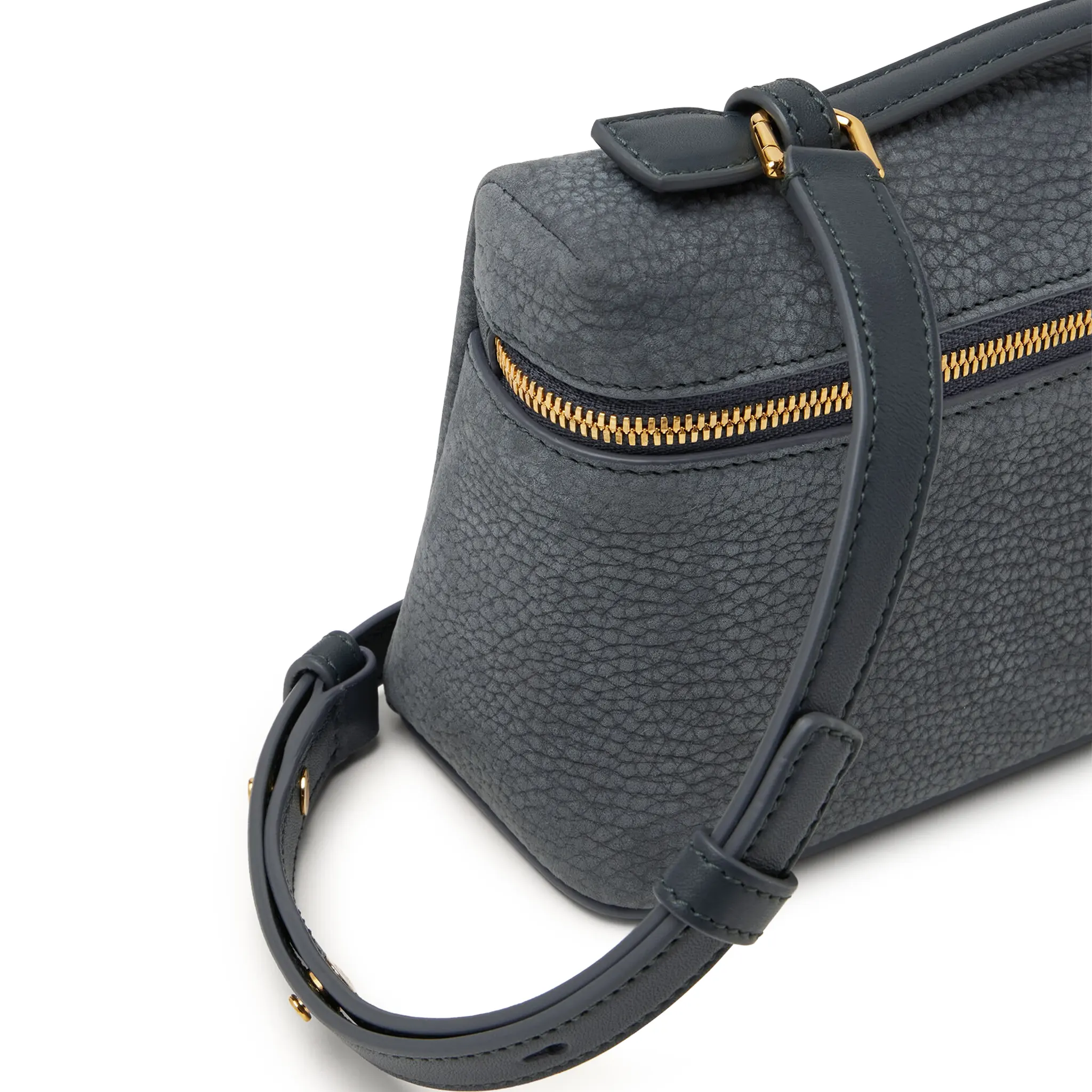 Front Side View of Loro Piana Extra Pocket L19 Calfskin Blue Green Sun Gold Shoulder Bag FAP6658_706E